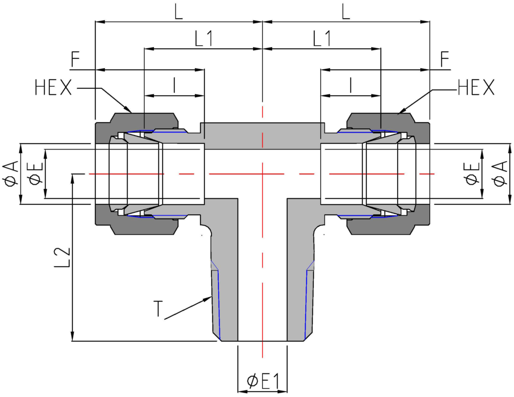 Male NPT Branch Tee (DTN) Male NPT Branch Tee (DTN)